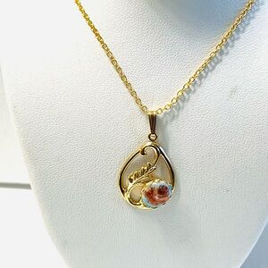 Hand Painted Porcelain Cameo necklace 925 Sterling Silver Hand Painted Porcelain